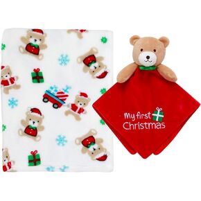 2-Piece Cuddle Plush Rattle and Baby Blanket Gift Set, My First Rudolph, Christmas Print (30 in. x 34 in.) in Kuwait