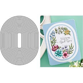 6 Pcs /Set Oval Circle Scallop Frame Cutting Dies,DIY Scrapbooking Artist Metal Cutting Dies Stencils Decorative Scrapbooking Steel Craft Die Cut Create Stamp Embossing Paper Card in Kuwait