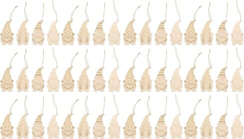 40pcs Gnome Wooden Ornaments Unfinished Wood Hanging Gnome Wooden Slices Santa Cutouts Crafts Tags with Twine Ropes for Halloween Christmas Ornaments in Kuwait