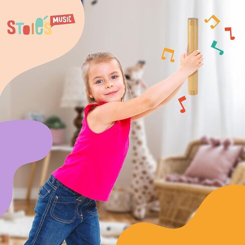 أداة عصا المطر الخشبية من Stoie، تدعم استكشاف الموسيقى والتنسيق والإيقاع، لعبة عصا المطر للأطفال، صوت مهدئ للعب الحسي، أداة عصا المطر للأطفال، عبوة من قطعتين in Kuwait