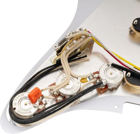 Musiclily Pro SSS جيتار Pickguard سلكي مسبقًا محمل Strat Pickguard مع Artec متداخلة Alnico 5 التقاطات ملف واحد للجيتار الكهربائي على طراز Squier Strat الأمريكي/المكسيك، 3 طبقات بيضاء in Saudi Arabia