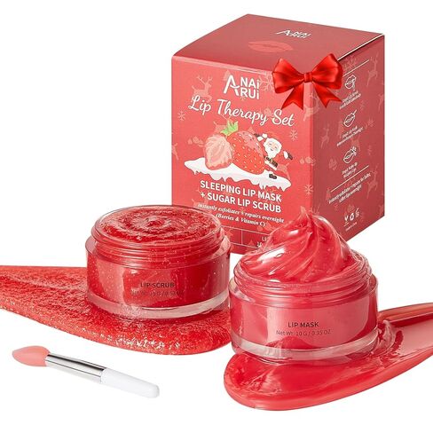 Lip Balm & Moisturizer Set, Lip Scrub & Lip Sleeping Mask- Overnight Treatment Lip Care Products | Moisturize & Nourish, Dry Cracked Lips, Intense Hydration with Vitamin C in Kuwait