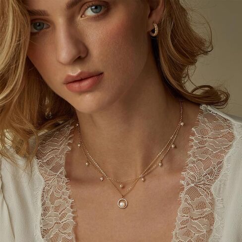 قلادة صليب للنساء: قلادة داينتي 14 قيراط من الذهب/الفضة/الذهب الوردي على شكل تاج مستدير، قلادة عصرية صغيرة مكعبة الزركونيوم، قلادة متقاطعة للنساء in Kuwait