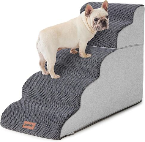 ZOMISIA Dog Stairs Ramp for High Beds Up to 25", 5 Step Pet Stairs Grey in Kuwait