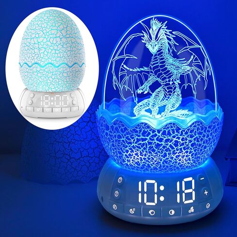New Dinosaur Egg Clock Dinosaur Night Light Kid's Room Decoration Clock, Remote Control Multi Colors & Music Voice, Cool Dinosaur Decor & Gift Ideal for Kids/Adults in Saudi Arabia