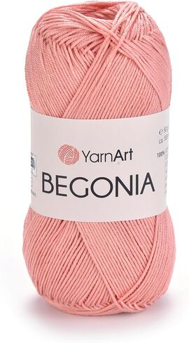 Yarn Art Begonia Yarn 100% Cotton, Pure Premium Soft Cotton Yarn, for Knitting Crochet and Amigurumi, Various Pastel and Shiny Colors Yarn, Baby Yarn, 1.76 Oz (50g) / 185 Yrds (169m) (0003) in Kuwait