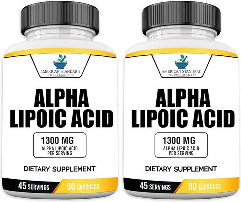 American Standard Supplements Alpha Lipoic Acid 1300mg Per Serving - Vegan, Gluten Free, Non-GMO, 60 Capsules, 30 Servings in Saudi Arabia