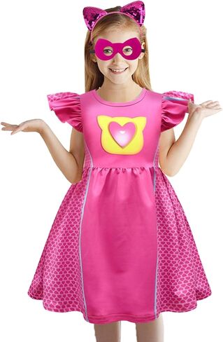 فستان الأميرة الخارق، عصابات رأس وقناع على شكل أذن قطة، مناسب لعمر 4-8 سنوات لأعياد الميلاد والهالوين والكريسماس in Kuwait