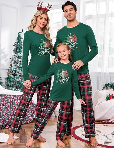 iClosam Matching Family Pajamas Set Striped Christmas Pajamas Sleepwear Dad Mom PJs in Kuwait