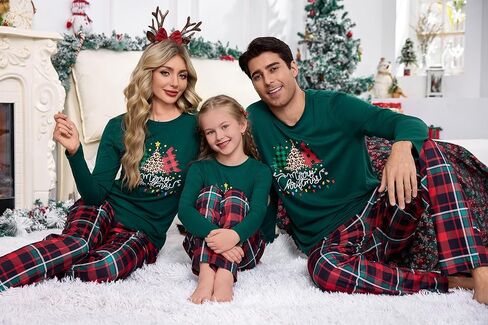 iClosam Matching Family Pajamas Set Striped Christmas Pajamas Sleepwear Dad Mom PJs in Kuwait