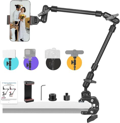 Magic Arm 11Inches with Super Clamp Camera Mount Clamp, Adjustable Articulating Friction Magic Arm with 1/4" Screw for Flash/LED Light/Microphone/Webcam/Monitor, Max Load:5.5lb/2.5kg in Kuwait