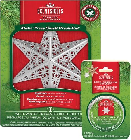 Scentsicles, 1 Trio Christmas Tree Ornament Set and 1 Bottle White Winter Fir Scented Sticks in Saudi Arabia