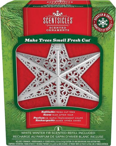 Scentsicles, 1 Trio Christmas Tree Ornament Set and 1 Bottle White Winter Fir Scented Sticks in Saudi Arabia