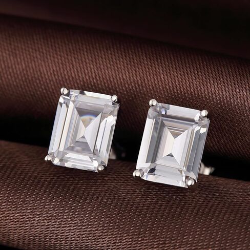 18K White Gold Plated CZ Cubic Zirconia Simulated Diamond Sparkly Round Stud Earrings 925 Sterling Silver 4mm to 8mm Fine Jewelly for Women Men in Kuwait