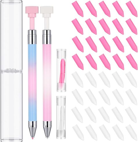 Jutom 2 Pcs Diamond Painting Pen with 20 Pcs Diamond Painting Wax Diamond Painting Pen Replacement Wax Glue Diamond Art Accessories and Tool Quickly Pick up Beads Gems for DIY Painting Craft in Kuwait