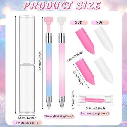 Jutom 2 Pcs Diamond Painting Pen with 20 Pcs Diamond Painting Wax Diamond Painting Pen Replacement Wax Glue Diamond Art Accessories and Tool Quickly Pick up Beads Gems for DIY Painting Craft in Kuwait