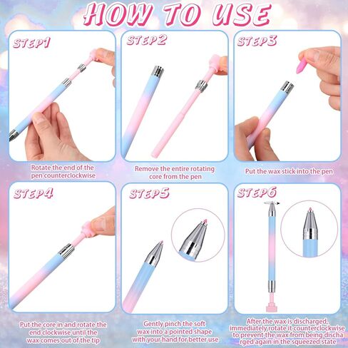Jutom 2 Pcs Diamond Painting Pen with 20 Pcs Diamond Painting Wax Diamond Painting Pen Replacement Wax Glue Diamond Art Accessories and Tool Quickly Pick up Beads Gems for DIY Painting Craft in Kuwait