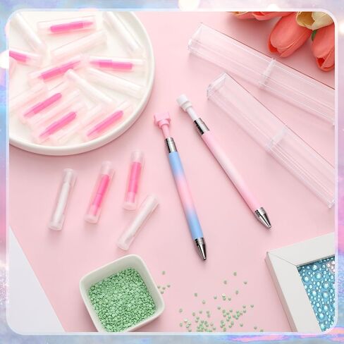 Jutom 2 Pcs Diamond Painting Pen with 20 Pcs Diamond Painting Wax Diamond Painting Pen Replacement Wax Glue Diamond Art Accessories and Tool Quickly Pick up Beads Gems for DIY Painting Craft in Kuwait