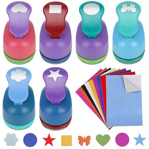 6 قطع من ثقوب الحرف اليدوية الملونة من ريجيلت مع 10 أوراق بطاقات لامعة، مجموعة خرامة ورق القصاصات المزخرفة، مجموعة ثقوب ورقية مختلفة الشكل للوازم المكتبية (6 قطع - أشكال مختلفة) in Kuwait