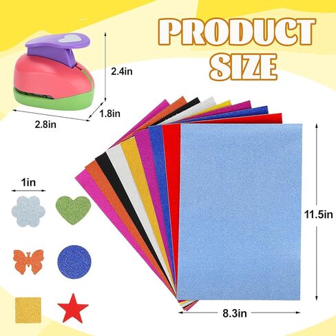 6 قطع من ثقوب الحرف اليدوية الملونة من ريجيلت مع 10 أوراق بطاقات لامعة، مجموعة خرامة ورق القصاصات المزخرفة، مجموعة ثقوب ورقية مختلفة الشكل للوازم المكتبية (6 قطع - أشكال مختلفة) in Kuwait