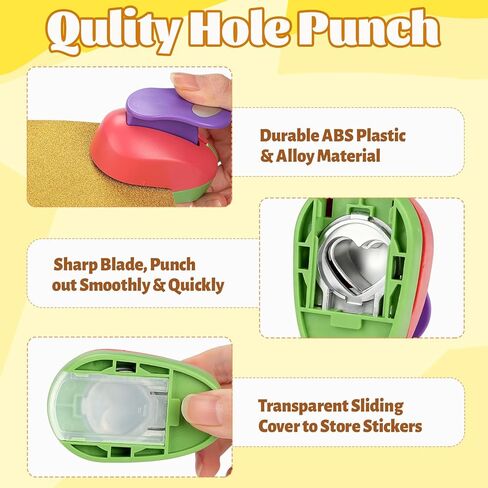 6 قطع من ثقوب الحرف اليدوية الملونة من ريجيلت مع 10 أوراق بطاقات لامعة، مجموعة خرامة ورق القصاصات المزخرفة، مجموعة ثقوب ورقية مختلفة الشكل للوازم المكتبية (6 قطع - أشكال مختلفة) in Kuwait