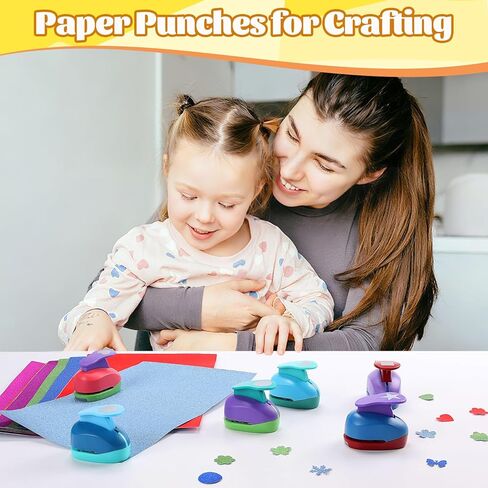 6 قطع من ثقوب الحرف اليدوية الملونة من ريجيلت مع 10 أوراق بطاقات لامعة، مجموعة خرامة ورق القصاصات المزخرفة، مجموعة ثقوب ورقية مختلفة الشكل للوازم المكتبية (6 قطع - أشكال مختلفة) in Kuwait