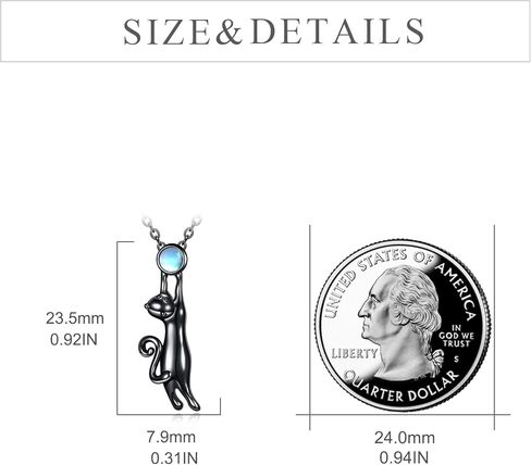 CRMAD Black Cat Necklace for Women Sterling Silver Moonstone Cat Jewelry Irish Gifts in Kuwait