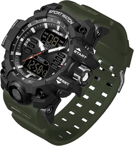 FANMIS Men's Digital Analog Outdoor Sports Watches Multi Function Military Waterproof Watch for Men LED Casual Stopwatch Alarm Tactical Army Watch Backlight, Alarm, Stopwatch in Kuwait