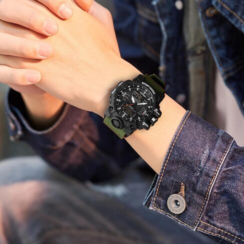 FANMIS Men's Digital Analog Outdoor Sports Watches Multi Function Military Waterproof Watch for Men LED Casual Stopwatch Alarm Tactical Army Watch Backlight, Alarm, Stopwatch in Kuwait