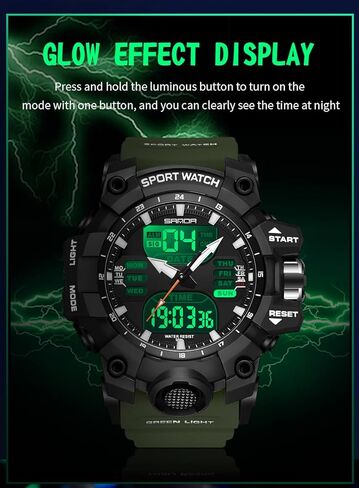 FANMIS Men's Digital Analog Outdoor Sports Watches Multi Function Military Waterproof Watch for Men LED Casual Stopwatch Alarm Tactical Army Watch Backlight, Alarm, Stopwatch in Kuwait