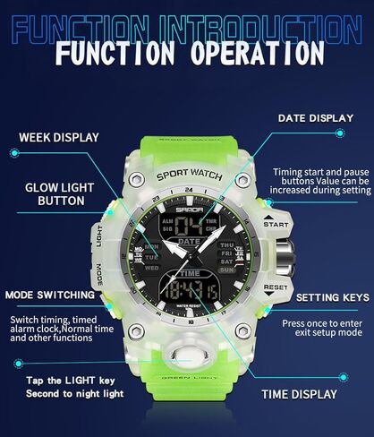 FANMIS Men's Digital Analog Outdoor Sports Watches Multi Function Military Waterproof Watch for Men LED Casual Stopwatch Alarm Tactical Army Watch Backlight, Alarm, Stopwatch in Kuwait