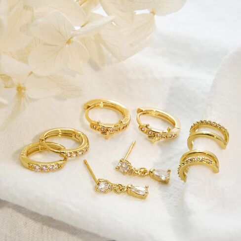 Gold Earrings For Women 14K Gold Hoop Earrings for Women Chunky Trendy Dainty Gold Stud Earrings Set for Women Gold Jewelry in Saudi Arabia