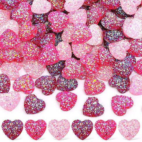 Zeyune 300 Pcs Heart Shape Resin Buttons 12 mm x 12 mm Flatback Shiny Buttons 3 Colors Flatback Charms Cute Buttons Flat Buttons Craft for Jewelry Valentine's Day Gifts DIY Accessories Decorations in Kuwait