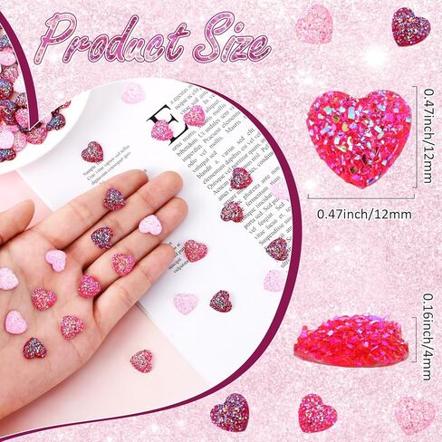 Zeyune 300 Pcs Heart Shape Resin Buttons 12 mm x 12 mm Flatback Shiny Buttons 3 Colors Flatback Charms Cute Buttons Flat Buttons Craft for Jewelry Valentine's Day Gifts DIY Accessories Decorations in Kuwait