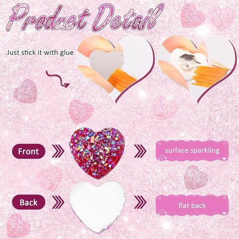 Zeyune 300 Pcs Heart Shape Resin Buttons 12 mm x 12 mm Flatback Shiny Buttons 3 Colors Flatback Charms Cute Buttons Flat Buttons Craft for Jewelry Valentine's Day Gifts DIY Accessories Decorations in Kuwait