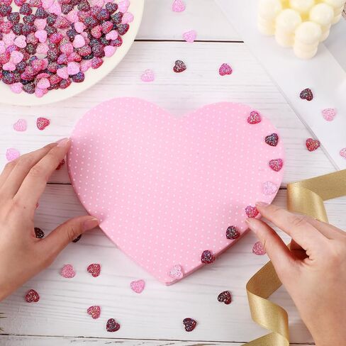 Zeyune 300 Pcs Heart Shape Resin Buttons 12 mm x 12 mm Flatback Shiny Buttons 3 Colors Flatback Charms Cute Buttons Flat Buttons Craft for Jewelry Valentine's Day Gifts DIY Accessories Decorations in Kuwait