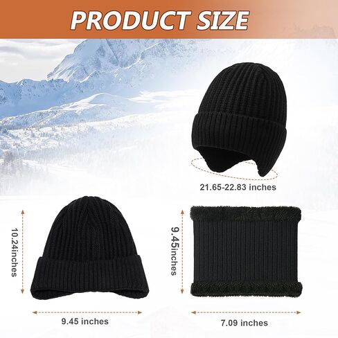 Winter Beanie Hat Scarf for Men Women, Warm Fleece Knit Winter Hats Neck Scarf Set Winter Gifts for Unisex Adult in Kuwait