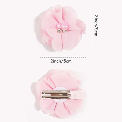 24 قطعة من مشابك شعر زهرة الشيفون مقاس 2.7 سم من DeD، مشابك شعر صغيرة على شكل زهرة شيفون، شعر ناعم للفتيات والرضع والأطفال الصغار، مجموعة من 12 زوجًا in Kuwait