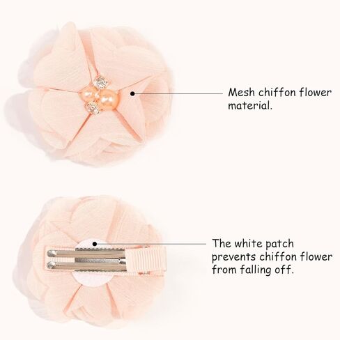 24 قطعة من مشابك شعر زهرة الشيفون مقاس 2.7 سم من DeD، مشابك شعر صغيرة على شكل زهرة شيفون، شعر ناعم للفتيات والرضع والأطفال الصغار، مجموعة من 12 زوجًا in Kuwait