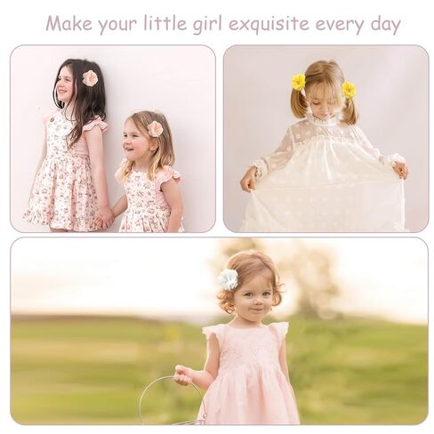 24 قطعة من مشابك شعر زهرة الشيفون مقاس 2.7 سم من DeD، مشابك شعر صغيرة على شكل زهرة شيفون، شعر ناعم للفتيات والرضع والأطفال الصغار، مجموعة من 12 زوجًا in Kuwait