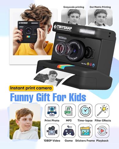 Instant Print Camera for Kids,2.4 Inch Screen Kids Instant Cameras, Christmas Birthday Gifts for Girls Age 3-12, Portable Toddler Toy for 3 4 5 6 7 8 9 10 Year Old Girls Boys (Pink) in Kuwait