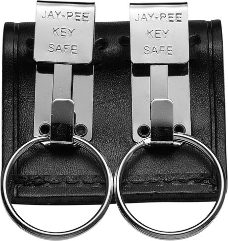 Metal Key Ring Holder on Leather Belt Loop Mount Slide-On fits up to 2.25" wide Duty Belts Chrome Hardware in Saudi Arabia