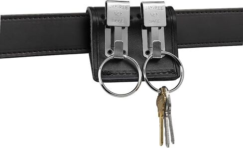 Metal Key Ring Holder on Leather Belt Loop Mount Slide-On fits up to 2.25" wide Duty Belts Chrome Hardware in Saudi Arabia