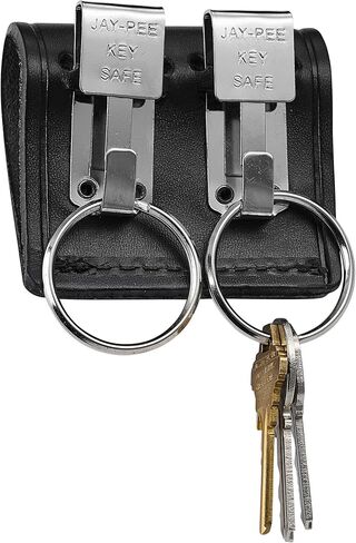 Metal Key Ring Holder on Leather Belt Loop Mount Slide-On fits up to 2.25" wide Duty Belts Chrome Hardware in Saudi Arabia