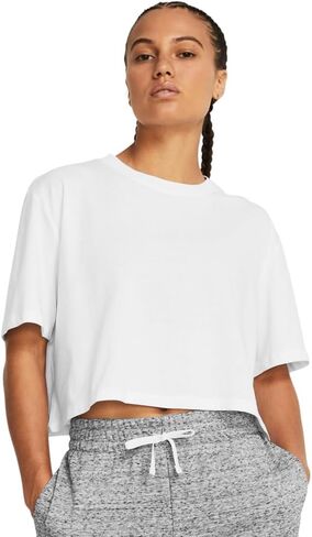 Under Armour Women's UA Campus Boxy Crop Short Sleeve T-Shirt (Small, Blue Teal) in Saudi Arabia