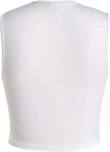 SHENHE Women's Letter Graphic Print Tank Top Sleeveless Notched Neck Cropped Tee Top in Saudi Arabia