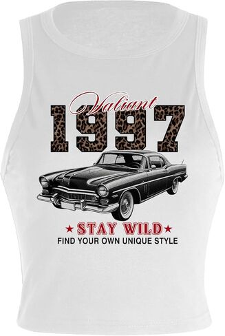 SHENHE Women's Letter Graphic Print Tank Top Sleeveless Notched Neck Cropped Tee Top in Saudi Arabia