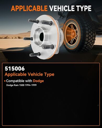 515072 Front Wheel Bearing Hub Assembly Compatible with Dodge Ram 1500 2002-2008,Hub Bearing 5 Lug, 2Pcs in Kuwait