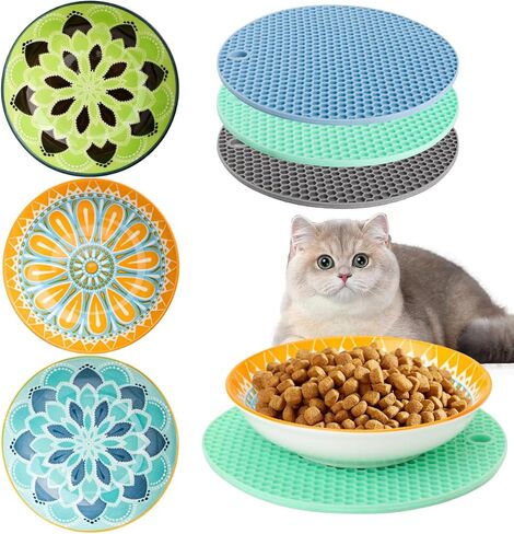 أوعية طعام القطط من السيراميك، أوعية القطط الصديقة للشعيرات مع قاعدة من السيليكون غير قابلة للانزلاق، أطباق طعام القطط للطعام والماء، أطباق طعام القطط، أطباق صغيرة ضحلة واسعة، للقطط والقطط والكلاب الصغيرة in Kuwait
