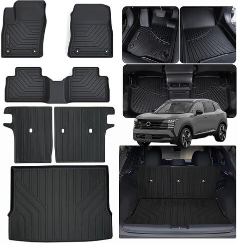 Floor Mats & Trunk Mat for Mercedes Benz GLE 2020-2023 2024,TPE All Weather Protection 3 Rows Car Floor Liners with Cargo Liner Accessories-Black(Not for Coupe) in Kuwait